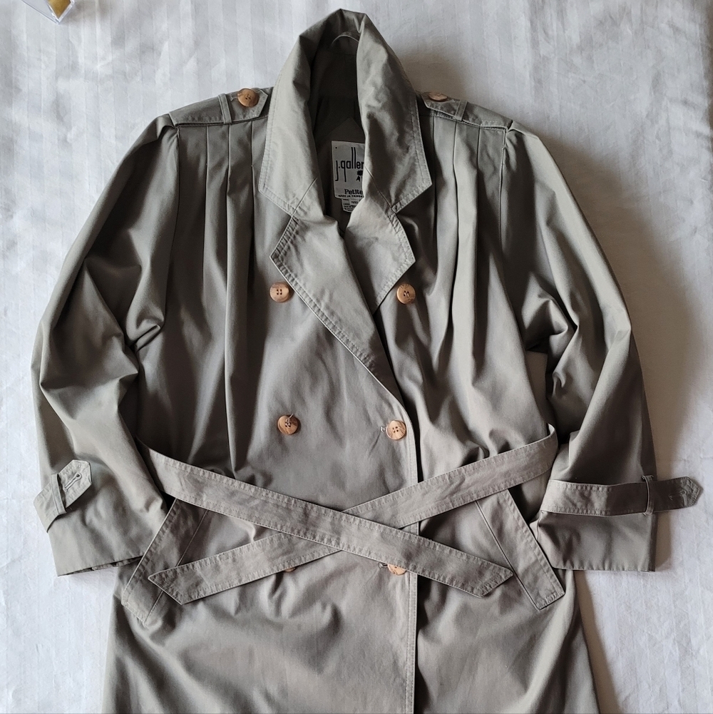 Jolie Gallery Petite Khaki Double-Breasted Trench Coat Size 11/13